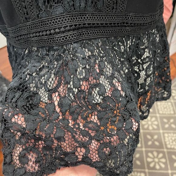 Pink‎ Owl Apparel Black Lace Peplum Blouse, Size Large - Picture 4 of 12